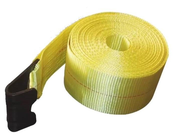 Cinta De Amarre Amarilla Sin Rachet 4 Pulg X 30 Ft BS: 16500 Lbs Gancho Tipo Mano