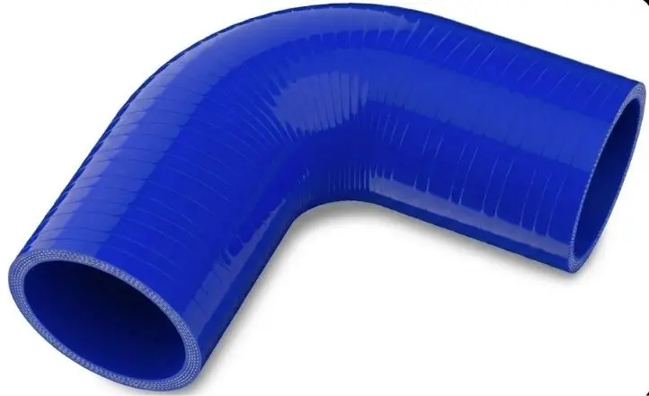 Codo Azul 90 Grados 2.5" -  5" X 5" Siliconado, espesor 5mm, 4 lonas