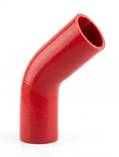 [HM-ESH2545R] Codo Rojo 45 Grados 2.5" -  5" X 5" Siliconado, espesor 5mm, 4 lonas